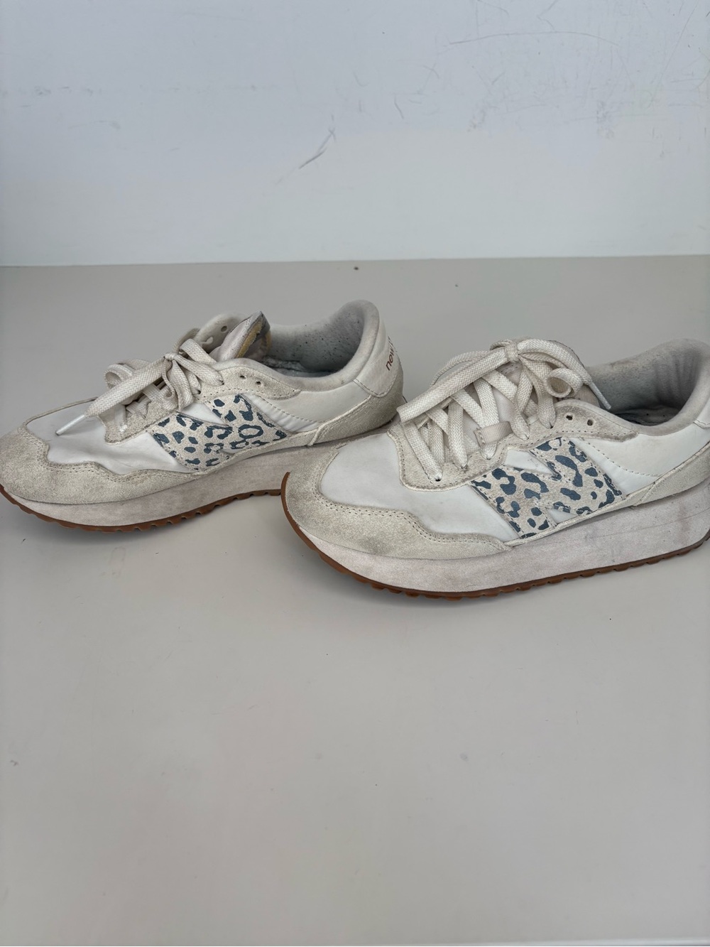 New Balance 237 Women's Off-White & Light Gray Leopard Accent Sneakers